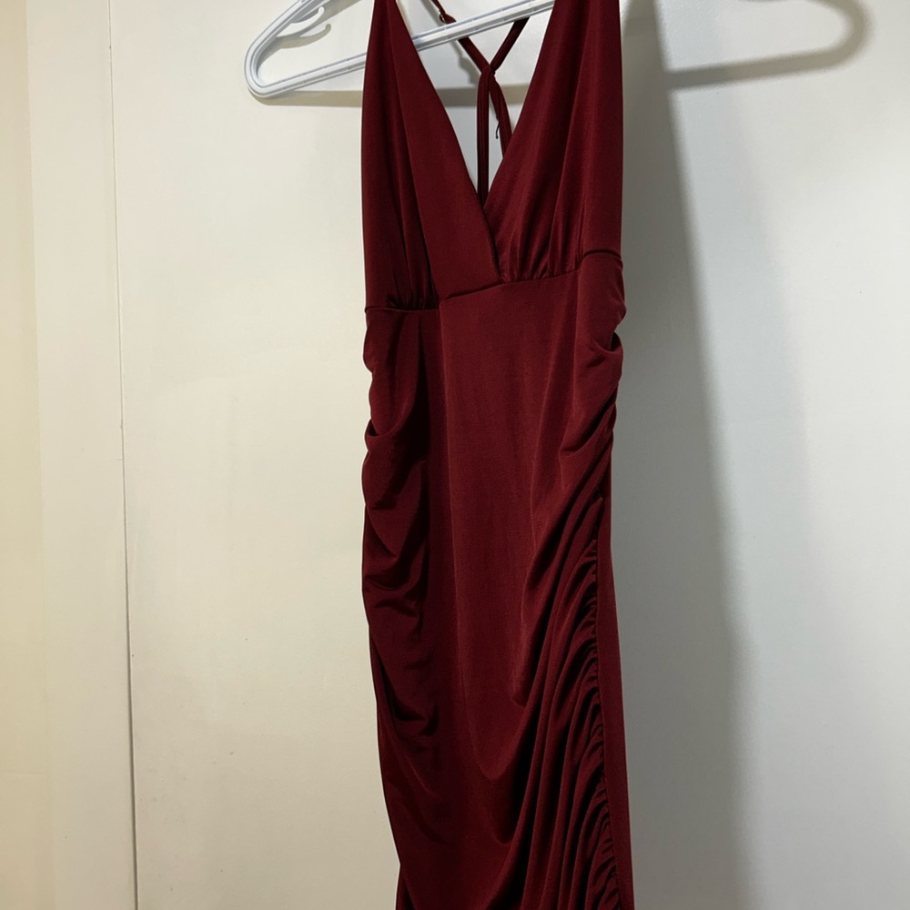 Lucy in the Sky Burgundy Backless Dress